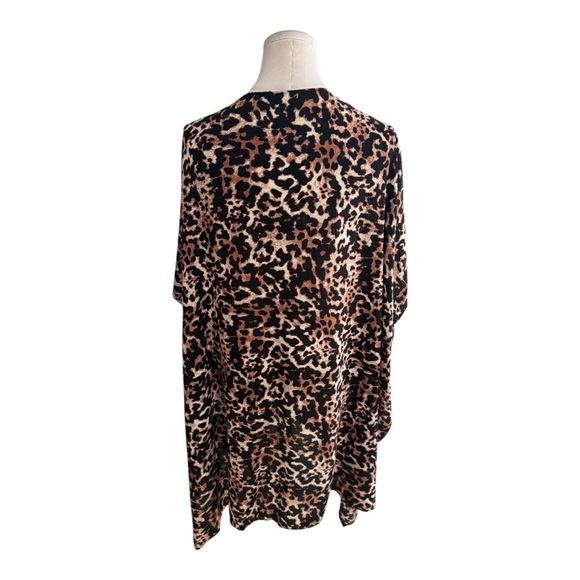 Leopard Print Kimono Cardigan Beach Coverup Vacation Resort Animal Flowy Boho OS - Picture 3 of 5